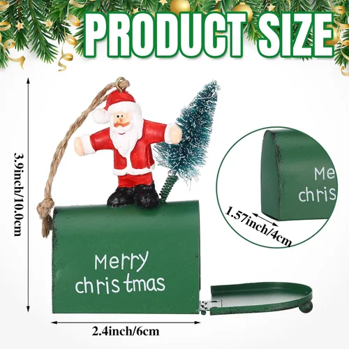 Miniatura 2 de Soaoo 3 piezas de mini buzón de correo adornos para árbol de Navidad, divertidos soportes para dinero, adornos de letras a Santa buzón de Navidad