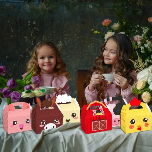 Miniatura 6 de MIKIMIQI Decoraciones de fiesta de animales de granja, 12 cajas de regalo, suministros de fiesta de cumpleaños para niños y niñas, baby shower