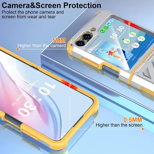 Miniatura 3 de Funda compatible con Z Flip 5 con protección de bisagra para Samsung Flip 5, resistente, a prueba de golpes, carcasa protectora de cuerpo completo