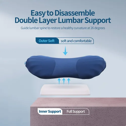 Miniatura 2 de RESTCLOUD Almohada de apoyo lumbar ajustable para dormir, almohada de apoyo de espalda de espuma viscoelástica para aliviar el dolor de espalda baja