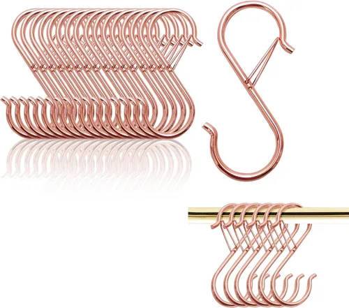 Miniatura 19 de Ganchos en S para colgar, resistentes con diseño de hebilla de seguridad, ganchos en forma de S para utensilios de cocina, sartenes, barra