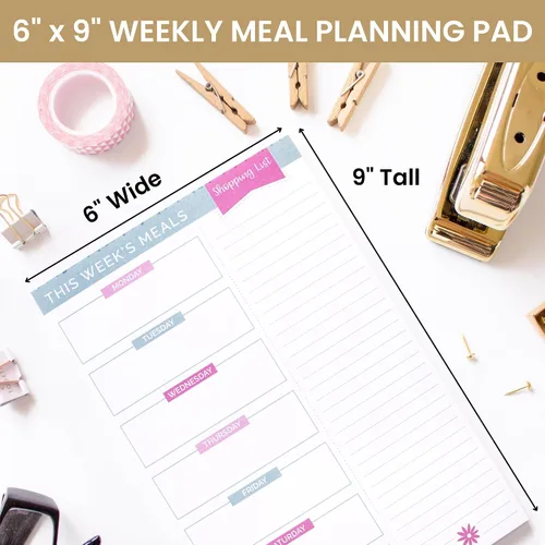 Miniatura 2 de Bloc de notas para planificación Bloom Daily Planners 6 x 9, 6" x 9" bloque planeamiento de comidas rosado & verde azulado
