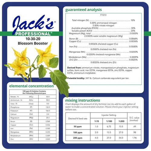 Miniatura 3 de Jack's Professional 10-30-20 Blossom Booster Fertilizante soluble en agua con micronutrientes para aumentar las flores en plantas cultivadas