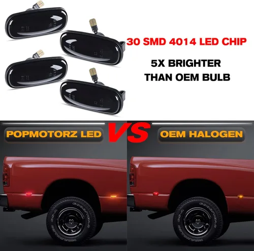 Miniatura 5 de POPMOTORZ 4 piezas de luz LED para guardabarros laterales compatibles con 2003-2009 Dodge RAM 2500 3500 SLT ST TRX4 Sport Laramie luz de posición