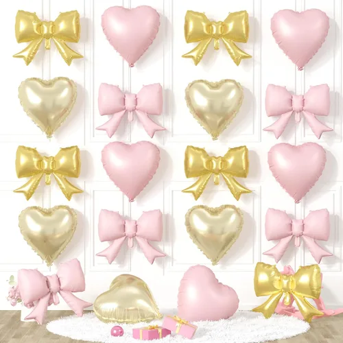 Miniatura 14 de 20 globos de lazo rosa, globos de corazón rosa bebé, globo en forma de corazón de 18 pulgadas, globo de lazo de 21 pulgadas para propuesta