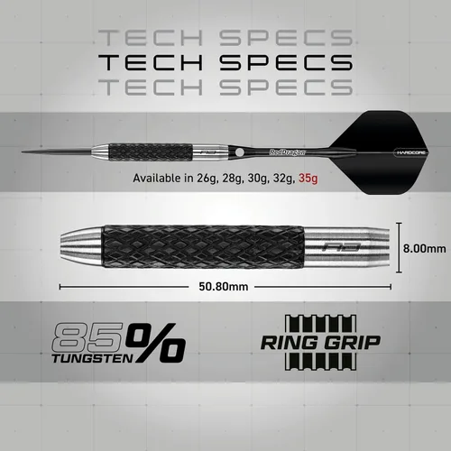Miniatura 4 de Set de dardos de tungsteno RED Dragon Rat de 26 g, 28 g, 25 g, 30 g, 32 g o 35 g con vuelos y cañas