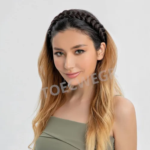 Miniatura 5 de Diadema trenzada de pelo sintético, hebras anchas clásicas, para boda, desordenada, esponjosa, peluca, accesorio de belleza para mujer