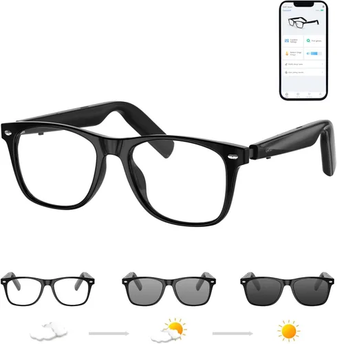 GetD Gafas de IA para hombres y mujeres, lentes inteligentes con tecnología ChatGPT, traducción en tiempo real AI con 107 idiomas, reproducción de