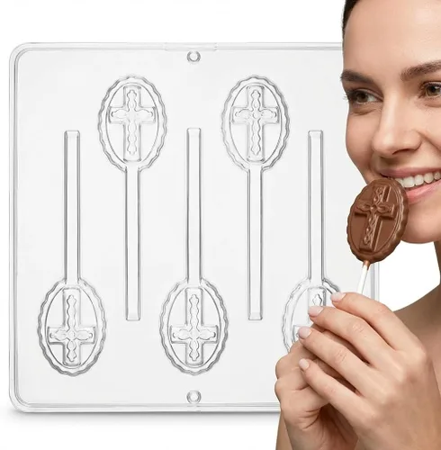 Miniatura 4 de Cruz en forma ovalada Lollipop Chocolate Candy Mold Religious 405