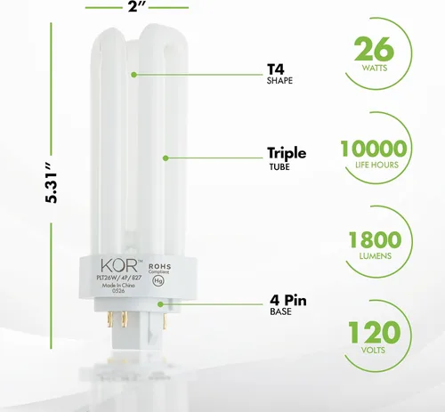 Miniatura 2 de (unidades 4) tubo triple de 26 Watts - GX24q-3 (4 pines), 26.0watts