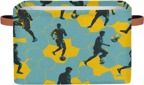 Miniatura 25 de Cesta de almacenamiento pequeña con asas para niños, juguetes de baloncesto, pelota deportiva, cubos de almacenamiento plegables de tela, cesta