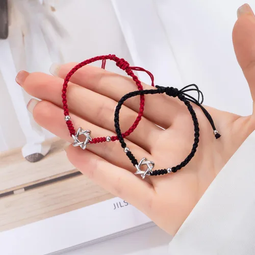 Miniatura 5 de Pulsera de cuerda roja con estrella de David para mujer, amuleto de la suerte, magen David, joyería, regalos de Navidad