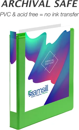 Miniatura 233 de Samsill - Carpeta duradera de 5 pulgadas, fabricada en los Estados Unidos, con anillos en D, transparente y personalizable, color blanco