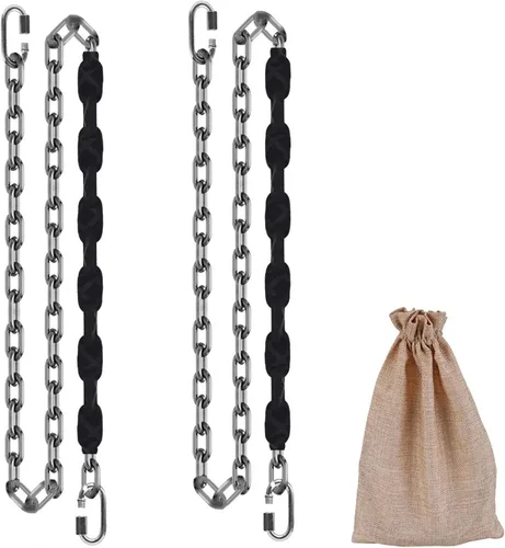 2 cadenas de acero inoxidable (84 pulgadas), accesorios de columpio resistentes, 4 hebillas de conexión rápida, columpios de patio de juegos para