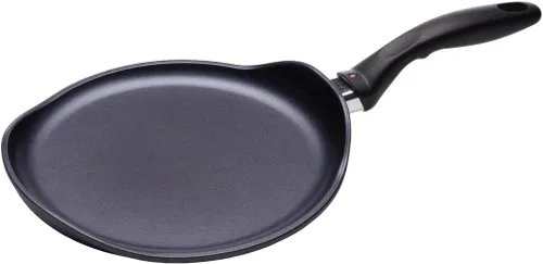 Swiss Diamond Sartén para crepas de 9.5 pulgadas, antiadherente, compatible con inducción, bandeja de aluminio, apta para lavavajillas y horno, gris