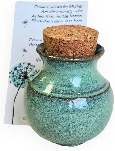 Miniatura 11 de Maceta de diente de león hecha a mano para la nueva futura mamá - Jarrón de cerámica en miniatura para regalos de baby shower, verde