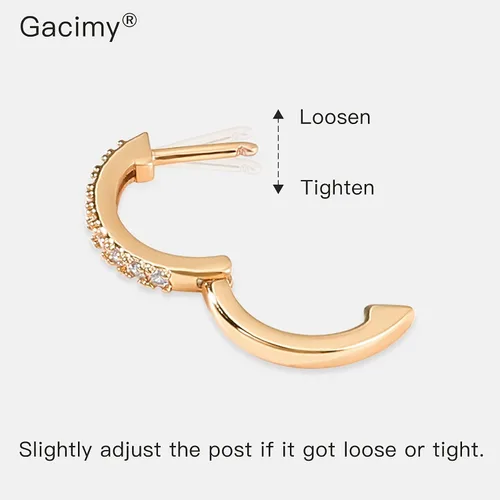 Miniatura 3 de Gacimy - Arracadas de mujer de oro de 14 quilates, aretes Huggie pequeños con broche para cartílago.