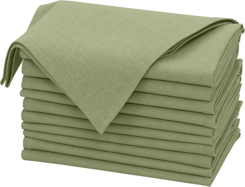 Ruvanti Juego de 12 servilletas de lino de 18 x 18 pulgadas, servilletas de mezcla de lino de algodón, lavables, suaves y reutilizables, para bodas,