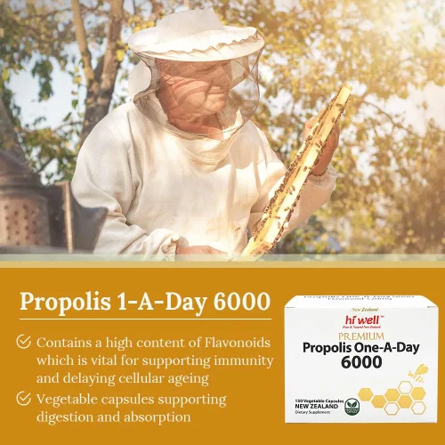 Miniatura 3 de (3 unidades) Hi Well Premium Propolis One-A-Day 6000 Flavonoide 120mg 150Cápsulas