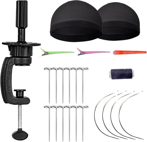 Miniatura 3 de GEXWORLDWIDE GEX - Cabeza de maniquí de lona de 20 a 24 pulgadas para peluca, secado y peinado, con soporte de abrazadera para mesa C