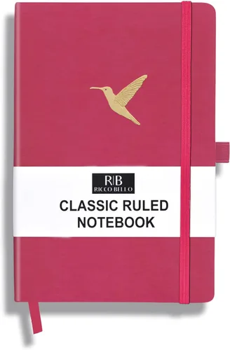 Miniatura 42 de RICCO BELLO - Cuaderno clásico con rayas universitarias, diario con forro de piel sintética para escribir, trabajo, hogar, escuela, 192 páginas a
