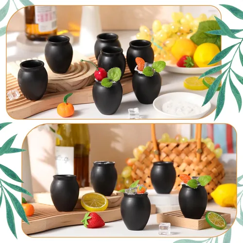 Miniatura 5 de Gejoy - 24 vasos de arcilla mexicana de Cantaritos de Barro de 3 onzas, hechos a mano para tequila, mezcal, margarita, mojito, martes de tacos