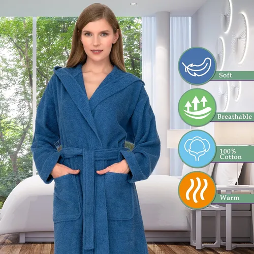 Miniatura 5 de TowelSelections Bata de baño con capucha de algodón de alta calidad para mujer, batas de tela de rizo suave para mujer, XS-3X