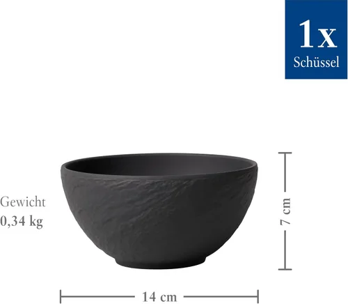 Miniatura 4 de Villeroy & Boch Manufacture Rock Rice Bowl, 14.5 oz, porcelana premium, fabricado en Alemania, negro mate