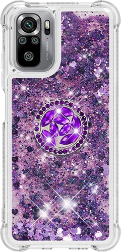 Miniatura 2 de CCSmall Funda para Xiaomi Redmi Note 10 4G (no 5G)/Redmi Note 10S con Creatividad Clear Quicksand Glitter Flotante Flotante Suave w/Stand Bling