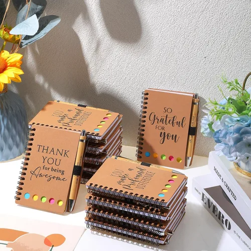 Miniatura 6 de Honoson Juego de 10 cuadernos inspiradores a granel con notas adhesivas y bolígrafo de bambú, regalos de agradecimiento para profesores, enfermeras