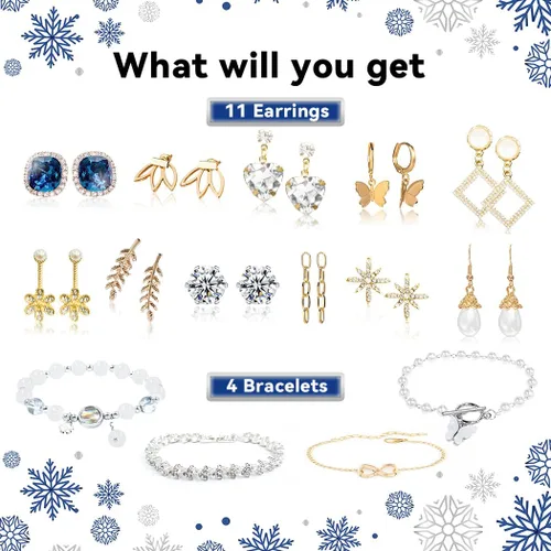 Miniatura 2 de Jewelry Advent Calendar 2024 for Adults with Charm Bracelets Necklace Earrings Rings Countdown 24 Days to Christmas Calendar Xmas Gifts for Daughter