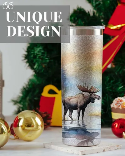 Miniatura 2 de Onebttl Regalos de alce para hombres y mujeres, regalo para los amantes de los alces en el Día Nacional del Alce, cumpleaños y Navidad, vaso aislado