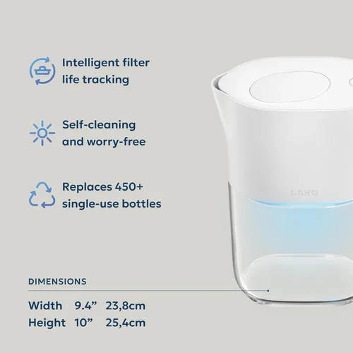 Miniatura 2 de LARQ PureVis - Jarra de agua 3 en 1, purificador, filtro y seguimiento, jarra purificadora de agua de 8 tazas con filtro avanzado para agua limpia