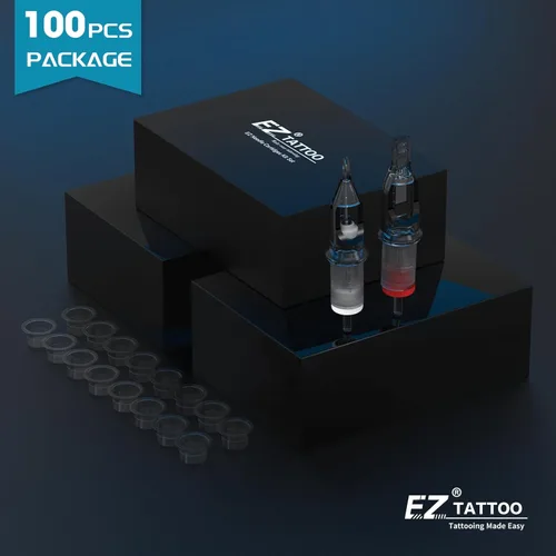 Miniatura 6 de EZ 100 agujas de cartucho de tatuaje Revolution surtidas 3RL 5RL 7RL 5RS 7RS 7M1 9M1 11M1 9CM 15CM con 2 agarres de aluminio agujas de tatuaje