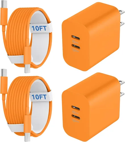 Miniatura 19 de Cargador para teléfono 15/16/17 Pro Max de carga rápida, bloque de carga USB C de doble puerto de 20 W con cable de carga USB C a C de 6.6 pies