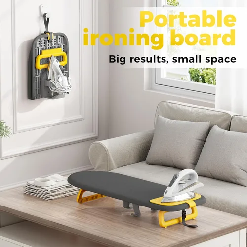 Miniatura 9 de KINGBOARD Tabla de planchar de mesa, pequeña tabla de planchar con soporte para planchar, mini tabla de planchar plegable, fácil almacenamiento
