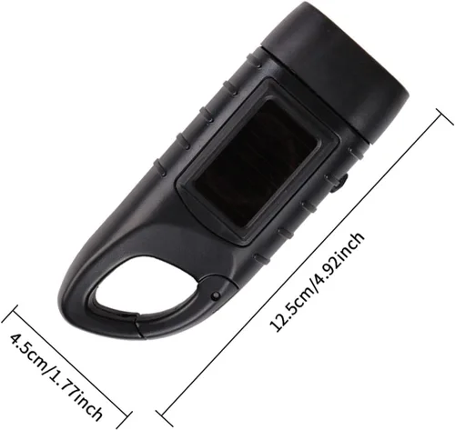 Miniatura 7 de Hand Crank Solar Flashlight, Rechargeable Survival Light for Outdoor Camping, Hiking, Emergency, Plastic 4.9x1.8in