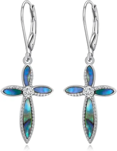 Miniatura 74 de Aretes colgantes de filigrana de plata de ley 925, margarita, loto, flor de rosa, piedra lunar, lágrima para mujer, nudo celta infinito, margarita