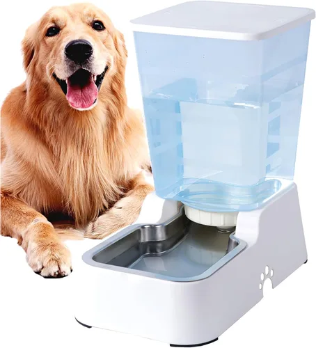 Miniatura 6 de Meikuler Dispensador automático de agua para perros y gatos, gran capacidad, 5 litros para gatos y perros medianos y grandes, con cuenco de acero