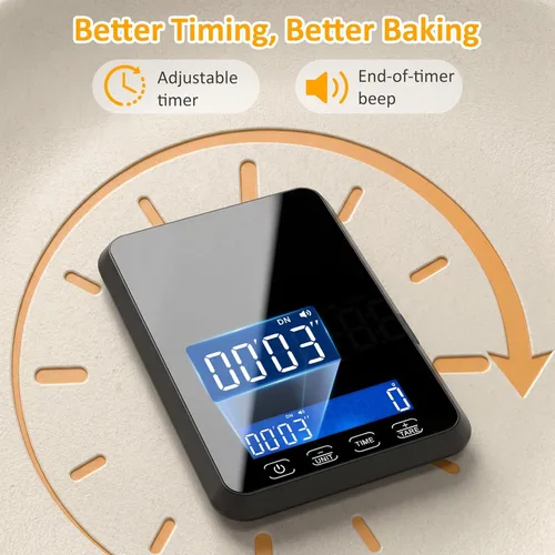 Miniatura 4 de Letron Báscula de alimentos de alta precisión de 33 lb / 0.1 oz para pan de masa madre, 7 unidades integradas, función de sincronización y tara