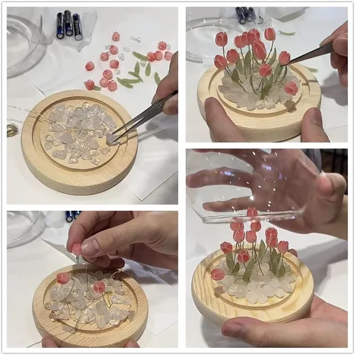 Miniatura 4 de Luz nocturna de tulipán hecha a mano, decoración de tulipanes para dormitorio, luz de sueño, atmósfera, simulación, flores, regalo de cumpleaños 20