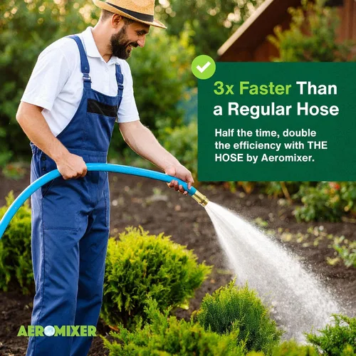 Miniatura 2 de Aeromixer THE HOSE - Manguera de jardín de 1 pulgada de 15 pies con juego de adaptadores para espitas de 3/4, mangueras de jardín comerciales sin