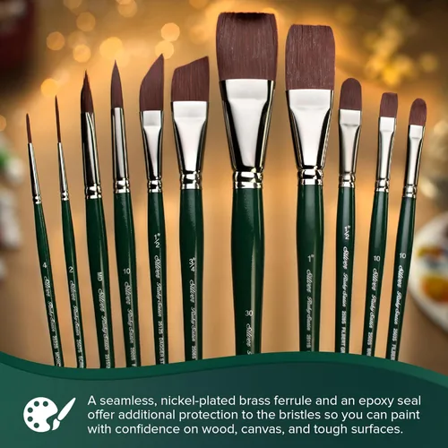 Miniatura 5 de Silver Brush Limited RSS-2560S - Juego de pinceles de satén rubí, tamaño redondo 4, tamaño brillante 10, peine de hierba Filbert de 1/2 pulgada