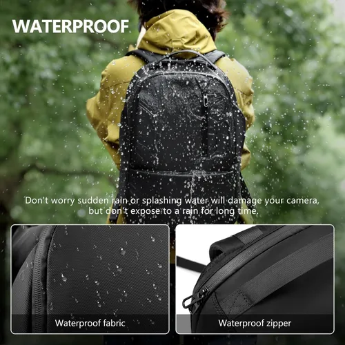 Miniatura 2 de TAAOKA Mochila para cámara DSLR/SLR/SLR/sin espejo para fotógrafo, bolsa impermeable para cámara con soporte para trípode y compartimento