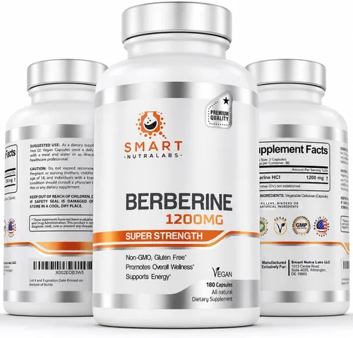 Smart Nutra Labs Suplemento Premium de HCL de Berberina 1200mg - 180 Cápsulas Veganas, 100% Berberina Pura - Sin OMG, Sin Gluten