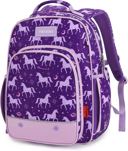 mibasies Mochila para niñas pequeñas, mochila para niñas, preescolar jardín de infantes y escuela primaria, Horóscopo Unicorni, Niños-16L US