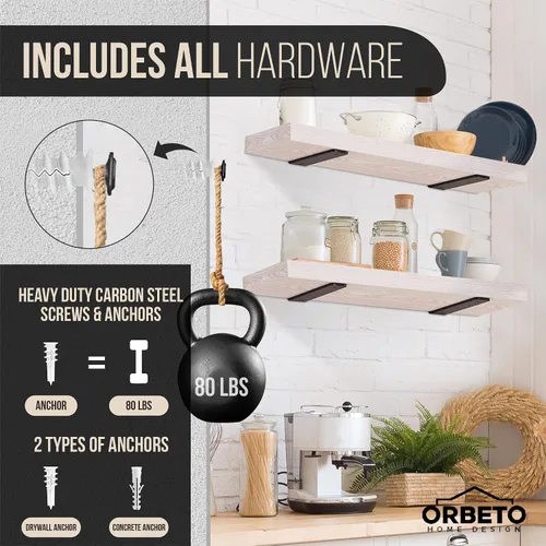Miniatura 7 de Orbeto Paquete de 6 soportes de estante resistentes (12 pulgadas) de metal negro (0.236 in de grosor), soporta más de 160 libras, recubrimiento