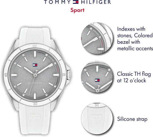 Miniatura 4 de Tommy Hilfiger Reloj de cuarzo de acero inoxidable para mujer con correa de silicona blanco 19 Modelo 1782478 Blanco Reloj de cuarzo
