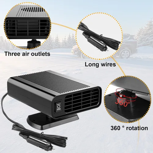 Miniatura 7 de Calentador de coche de 12 V, desempañador de descongelación de calentamiento rápido de 150 W que se conecta al encendedor de cigarrillos, calentador