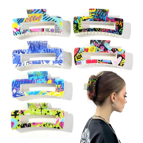 Miniatura 9 de Pinzas para el cabello para mujer, pinzas cuadradas grandes para cabello grueso, fino y medio, 6 pinzas de mandíbula, accesorios para el cabello